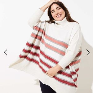 NWOT Loft striped turtleneck poncho size M